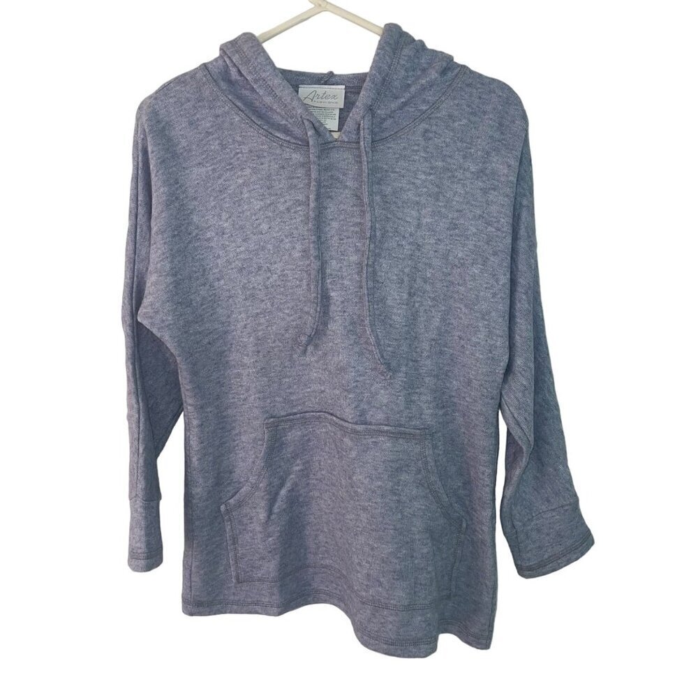Artex Fashions Womens Hoodie Size XS Gray Knit Pocket Long Sleeve Drawstring